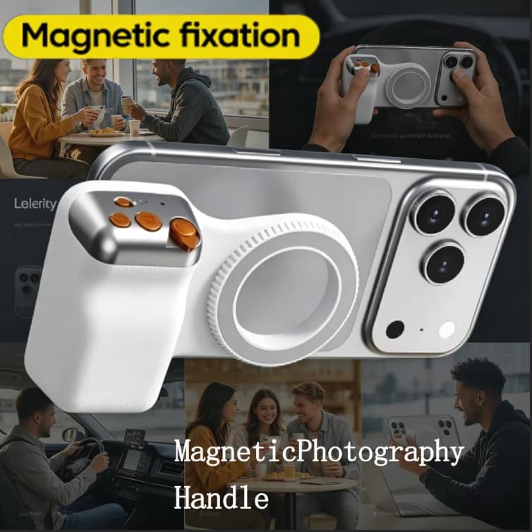Supporto Magnetico per Fotocamera Smartphone con Impugnatura e Telecomando per Riprese - Compatibile con iPhone, HUAWEI, SAMSUNG