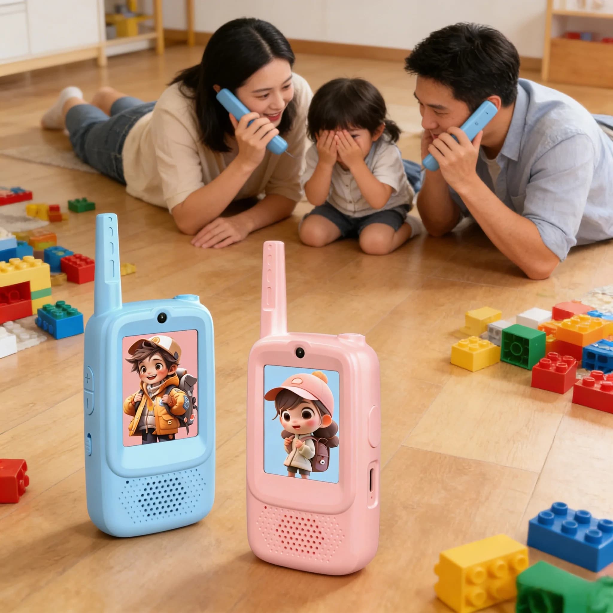 Walkie Talkie con Schermo HD e Funzione di Videochiamata, Ricaricabile, Font Vocali Personalizzabili, Chiamata con Un Solo Tocco, Ideale come Regalo