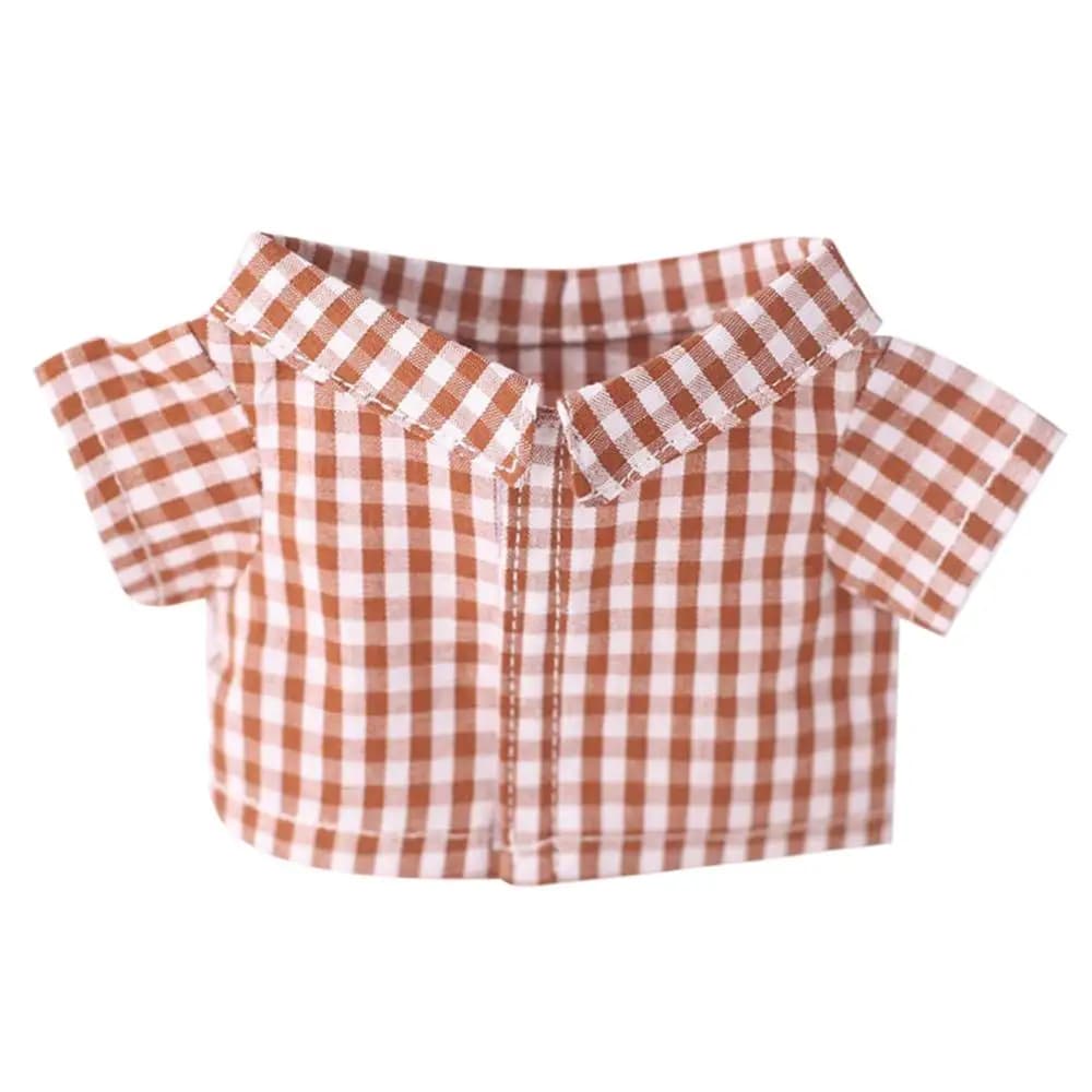 Gioco di vestizione in cotone per bambole da 20 cm: Camicia a tinta unita, camicetta a righe, fantasia a quadri