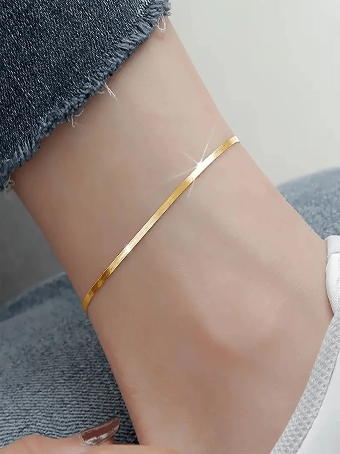 Bracciale da caviglia minimalista in acciaio inossidabile a forma di lama per donna