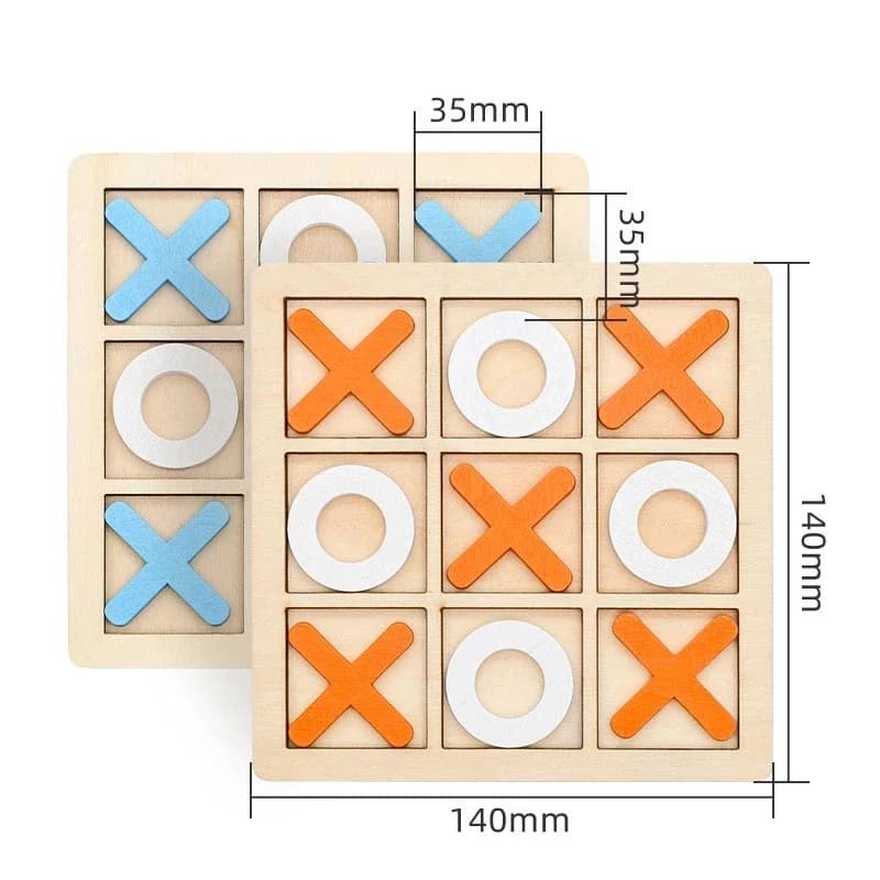 NEW Tic Tac Toe Brain Training Wooden Chess Board Game Table Toy Interactive Birthday Gift