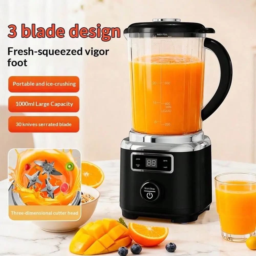 Frullatore Elettrico per Frutta e Verdura da 33,81 oz, 1500 mAh, 2 Lame in Acciaio Inox 304, PC, Motore Interamente in Rame 545, Frullatore Portatile, USB