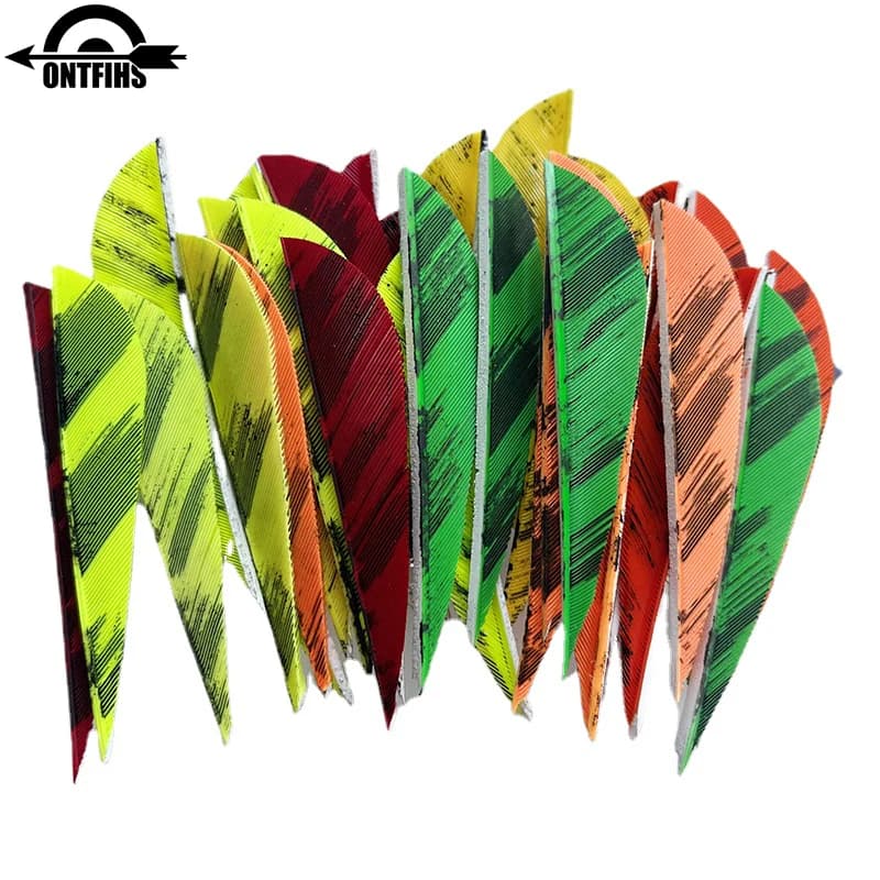 50Pcs Archery Fletches 2.5 Inch Parabolic Fletching Ink Painting Arrow Feathers for Hunting Shooting