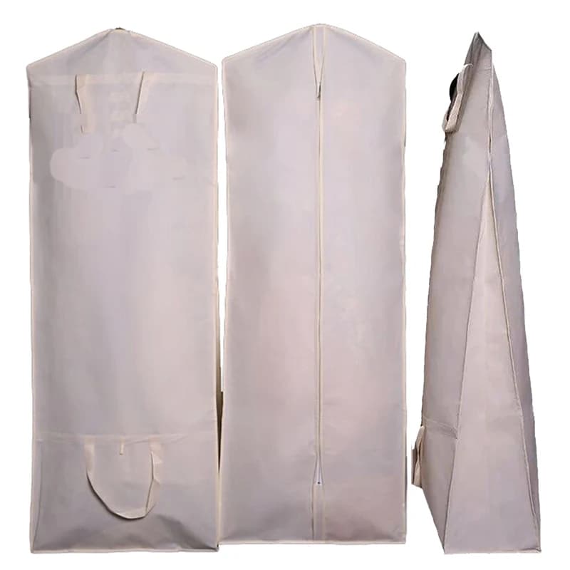 Abito da sposa con copertura antipolvere, borsa per indumenti, per riporre o viaggi, copertura per indumenti con soffietto per abiti lunghi da ballo gonfi da 71"