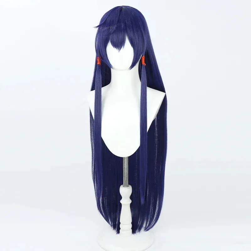 Arknights CH'EN The Holungday Parrucca Cosplay Chalter 105 cm Lungo Blu scuro Capelli sintetici resistenti al calore Gioco di ruolo di Halloween Partyr,