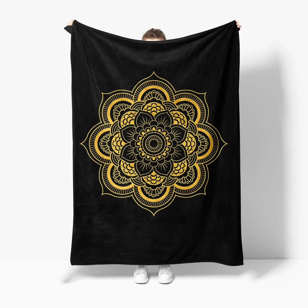 Bohemian mandala floral pattern Flannel printed blanket suitable for all seasons suitable for living room office sofa and travel