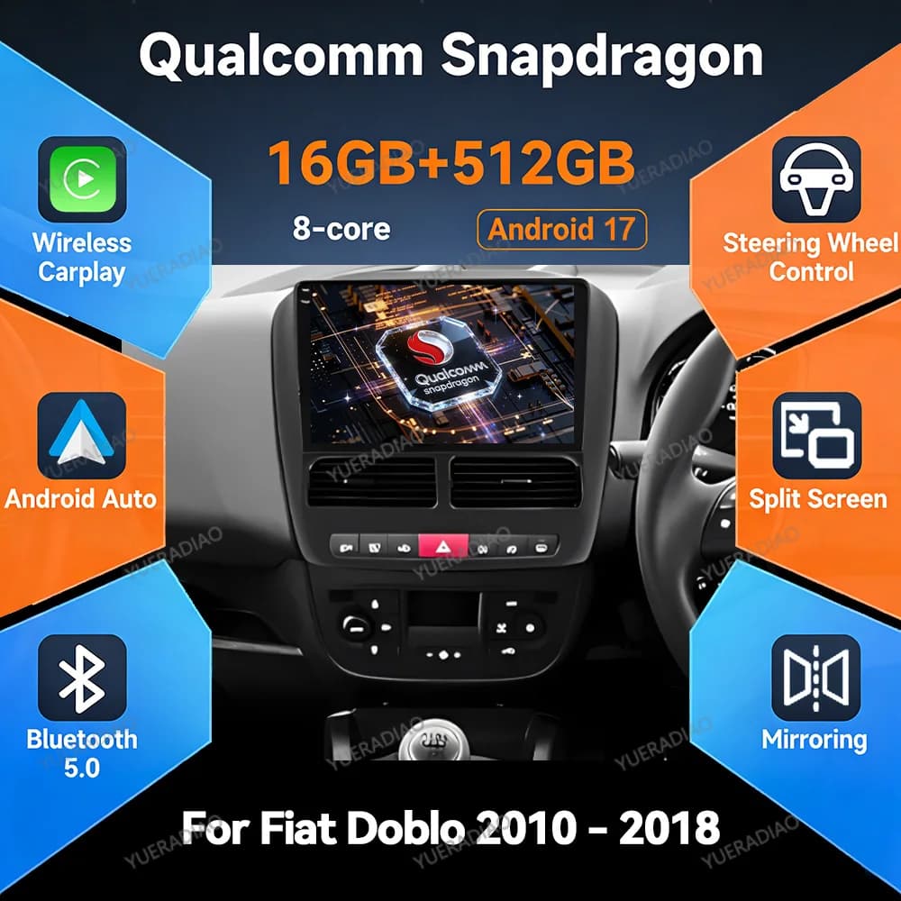 Android 17 Car Radio For Fiat Doblo Opel Combo Tour 2010 2011 2012 - 2018 Head Unit Multimedia Video Player 2DIN Qualcomm BT