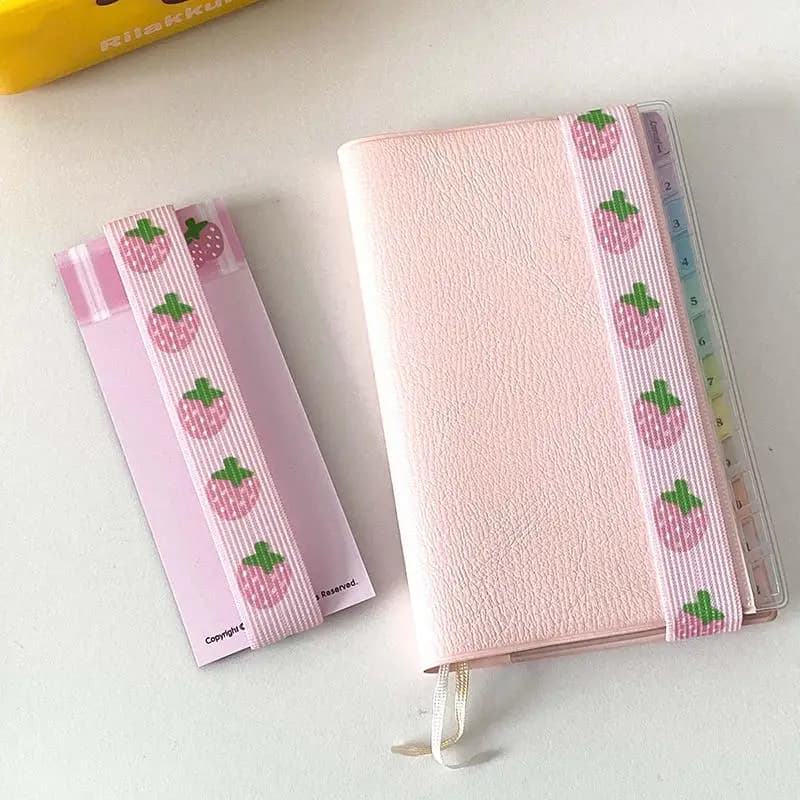 Cinghia Elastica per Planner a Tema Fragola, Decorazione a Stella Carina, Stile INS, Accessorio per Archiviazione, Cinghie Kawaii per Scrapbooking