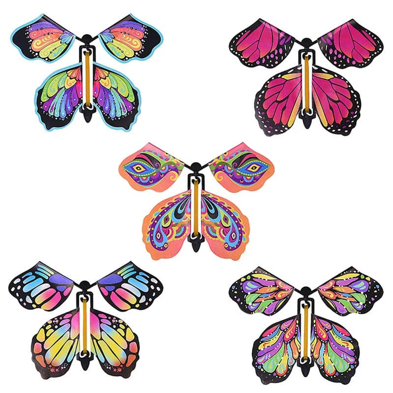 10PCS Magic Wind Up Flying Butterfly Scatola di esplosione a sorpresa nel libro Elastico alimentato Fata magica Giocattolo volante Regalo a sorpresa