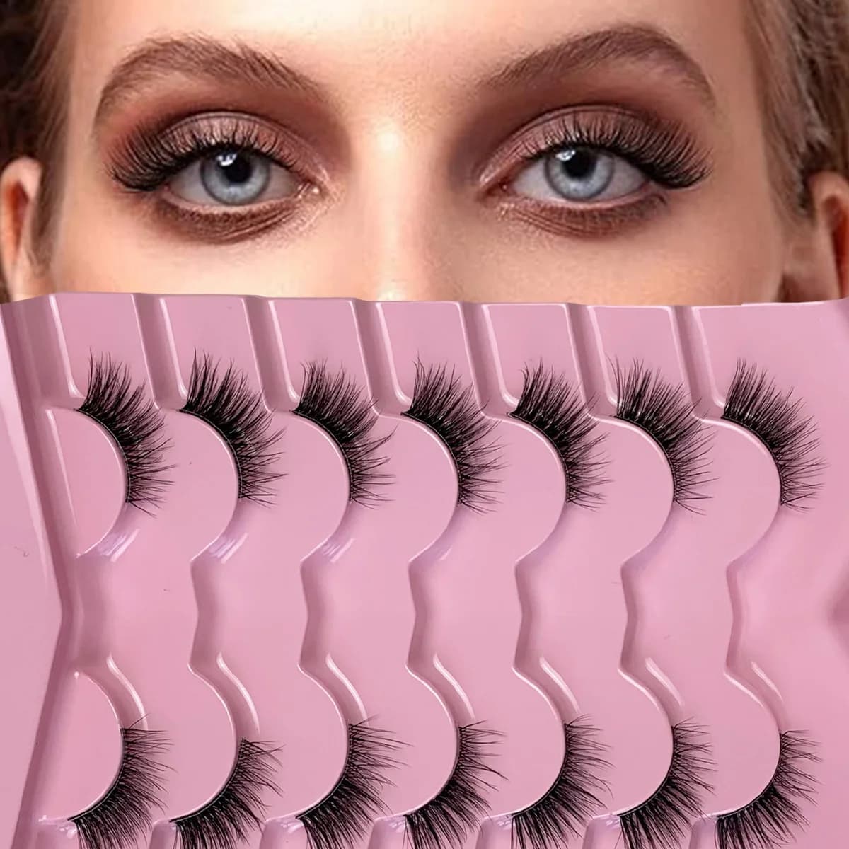 Half Cat Lashes mink Fluffy Cat Eye Natural Fluffy 7 pairs reusable makeup tools Faux Fox Eye Wispy Fake Winged Cils Maquiagem