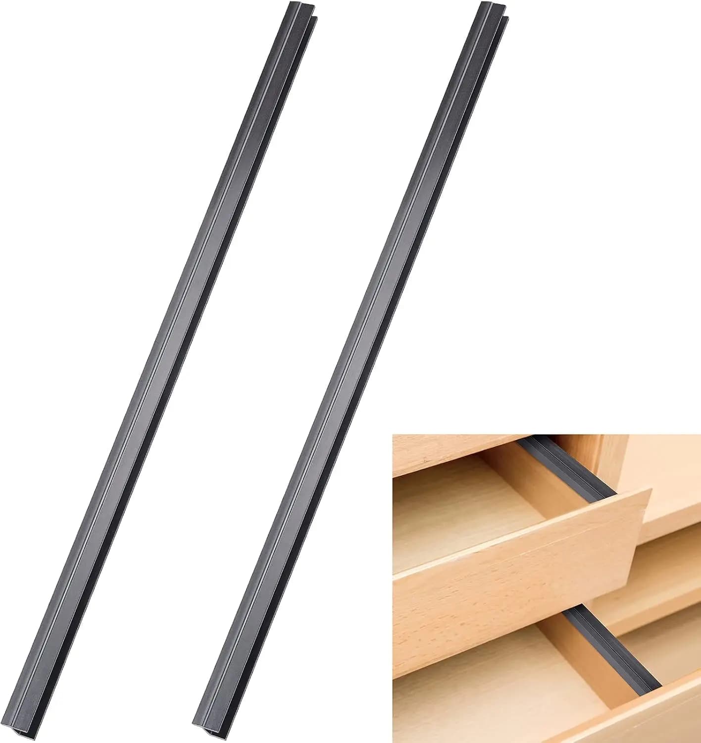 Guide per Archiviazione a Sospensione in PVC, Confezione da 2 Guide Nere per Archiviazione di Cartelle Formato Letter, Adattabili a Cassetti da 15,8 Pollici