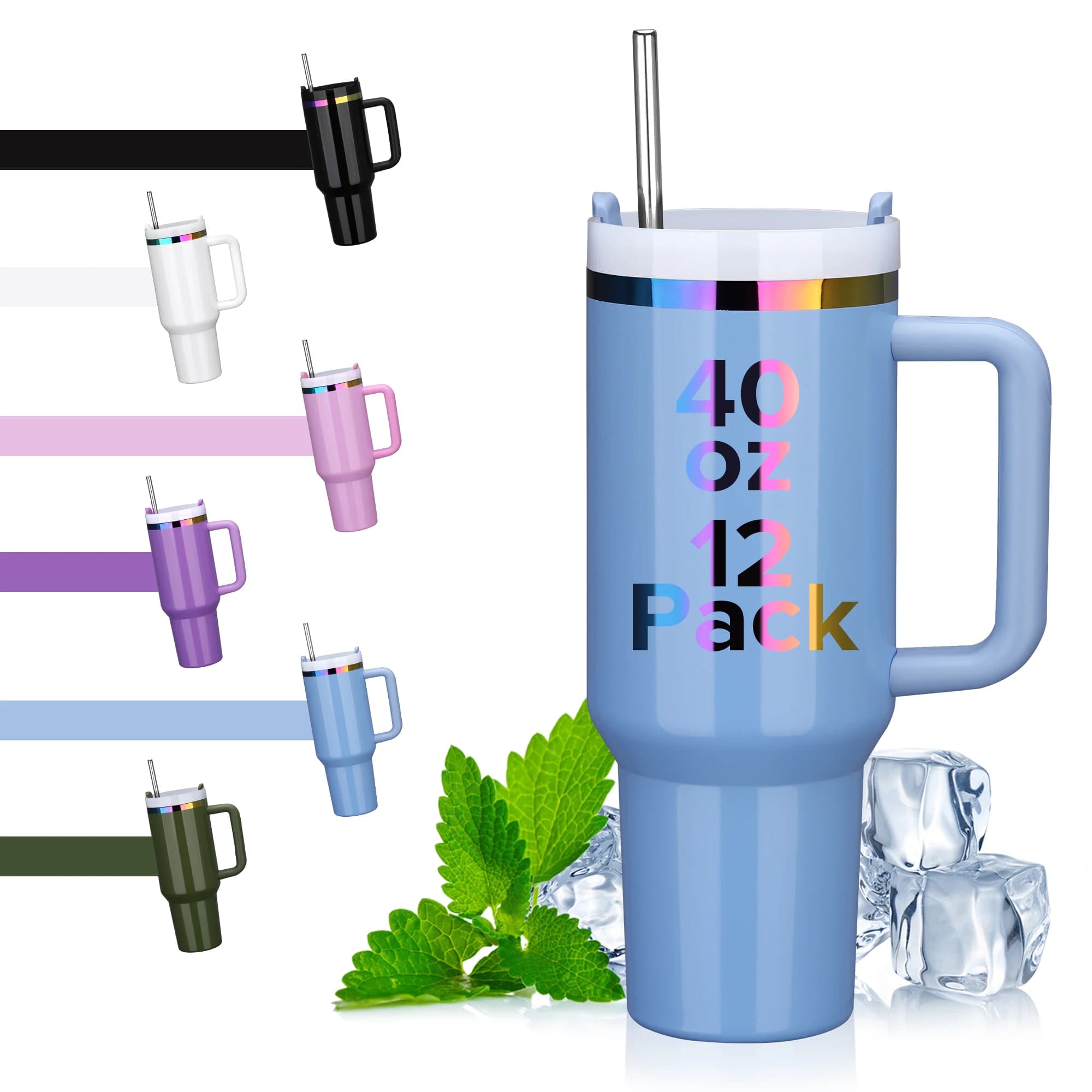 Pack of 12 thermal glasses with 40 ounces, for laser, hot and cold engraving (multicolor selection)