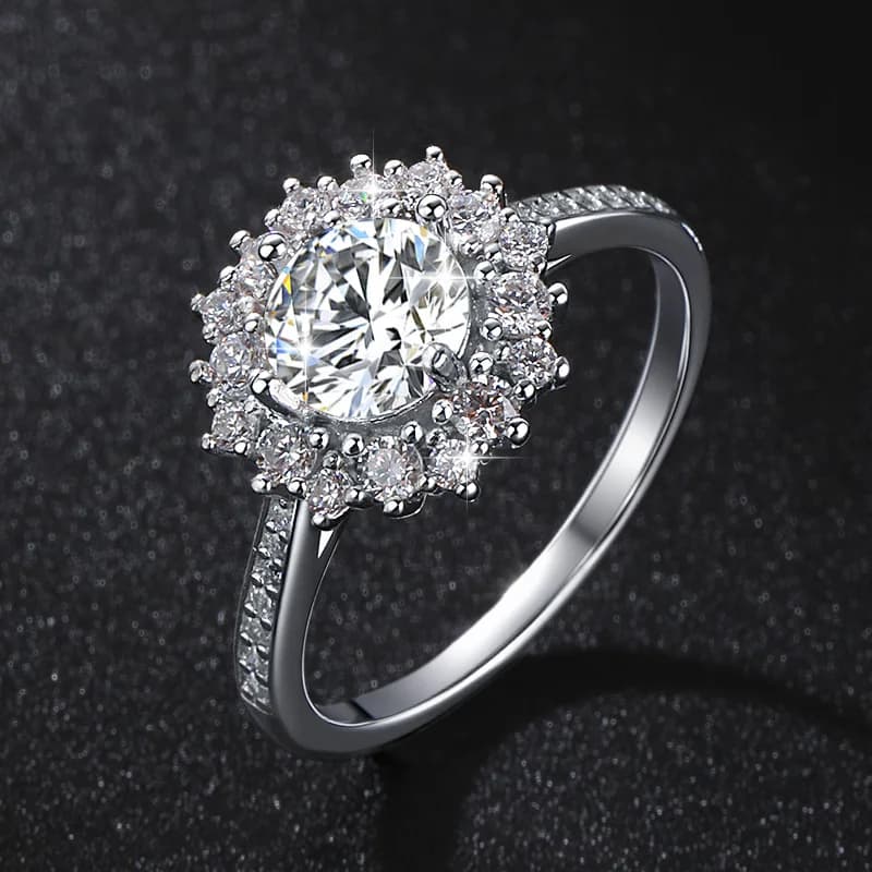 Anello Moissanite 1ct in Argento Sterling 925 Classico per Donna Gioielli da Matrimonio Fidanzamento Charm Festa Moda