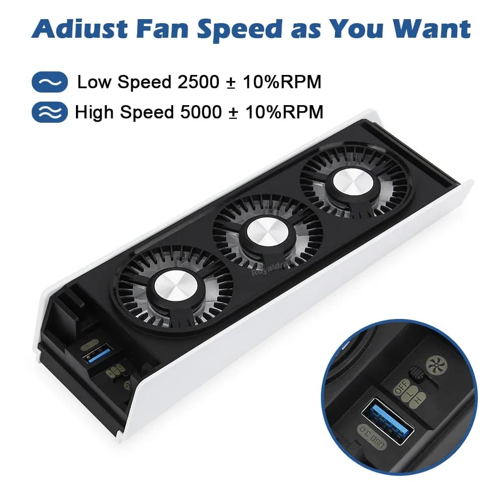 Ventola di Raffreddamento Silenziosa Aggiornata per PS5 con Luce LED e Hub USB 3.0 per Console di Gioco PS5 Edizione Disco e Digitale - Accessori