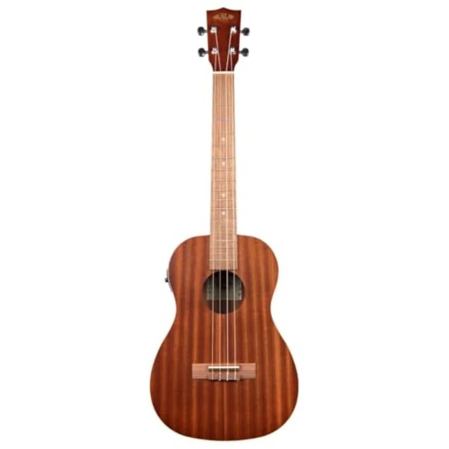Baritone ukulele for live performance, satin mahogany body, rich brown finish, built-in EQ for enhanced tonal control