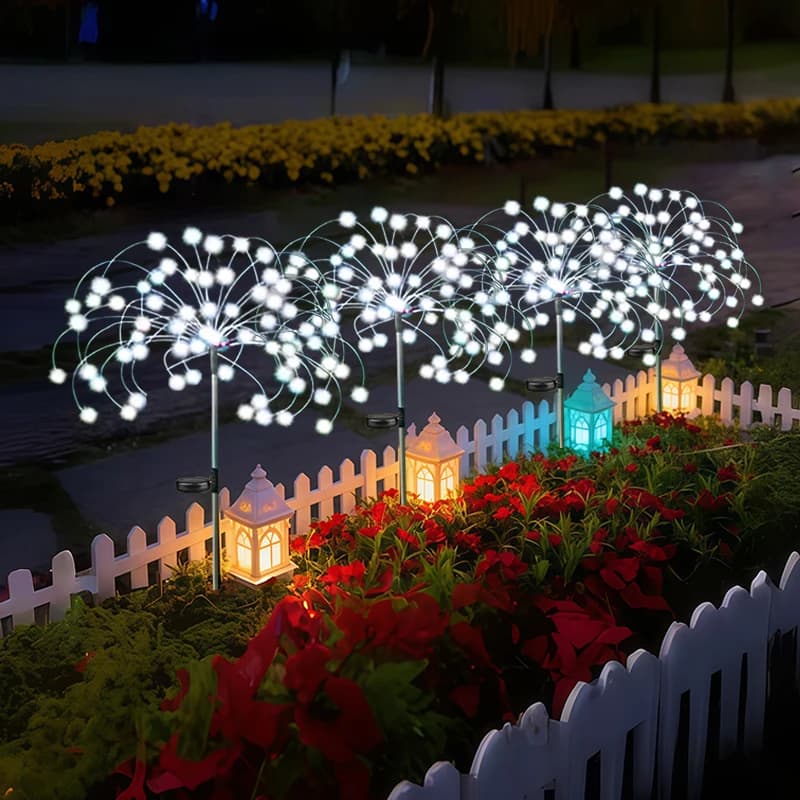 Lampada Solare a Fuochi d'Artificio con Filo di Rame, Luce LED per Decorazione Esterna, Giardino, Natale, Prato e Sentieri