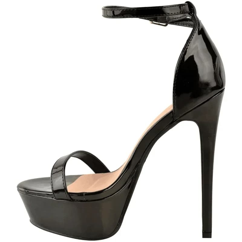 Sandali da donna Sexy punta aperta 14 cm cena Flash tacchi alti in pelle verniciata discoteca piattaforma festa scarpe da sposa rosse taglie forti 44