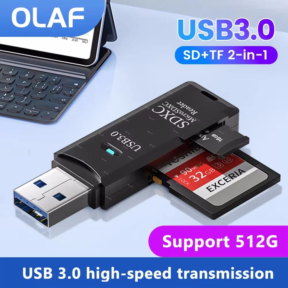 Adattatore lettore USB 3.0 Connettore di lettura da USB a scheda SD/TF per telefoni cellulari, laptop, computer desktop, MacBook, accessori per tablet
