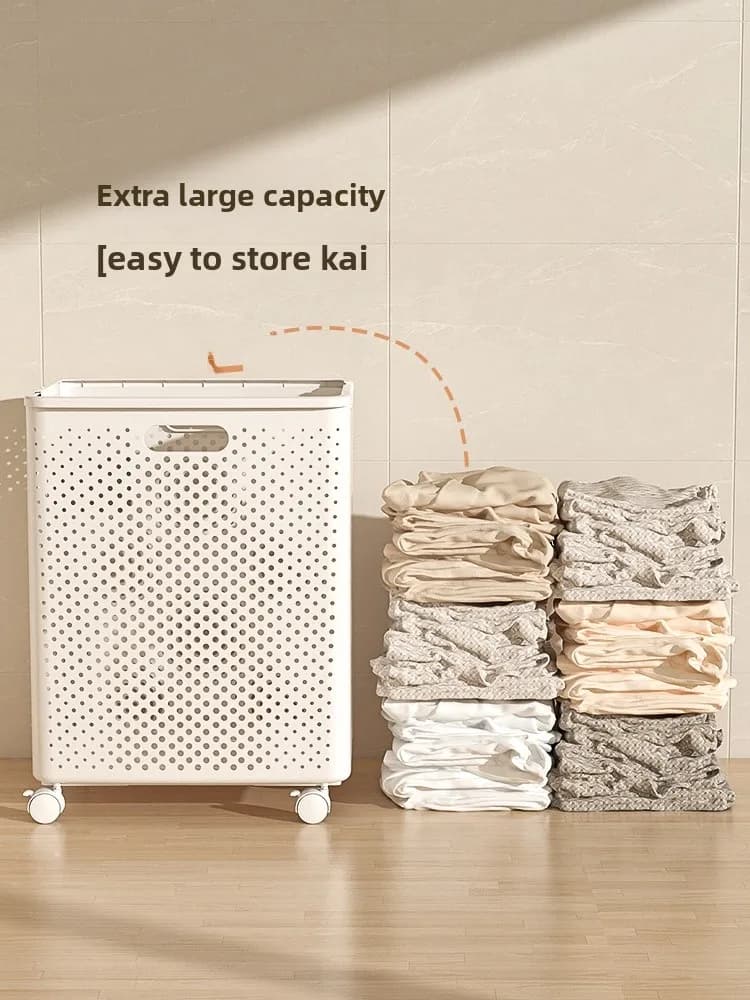 Large Bedding Basket Caps with Wheels Foldable For Bathroom Use Dir Bag for Clothes Organizer