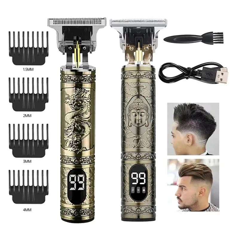 Set of Cordless Barber Haircuts Vintage T9 for Men T-Blade Trimmer Haircutting Kit for Men