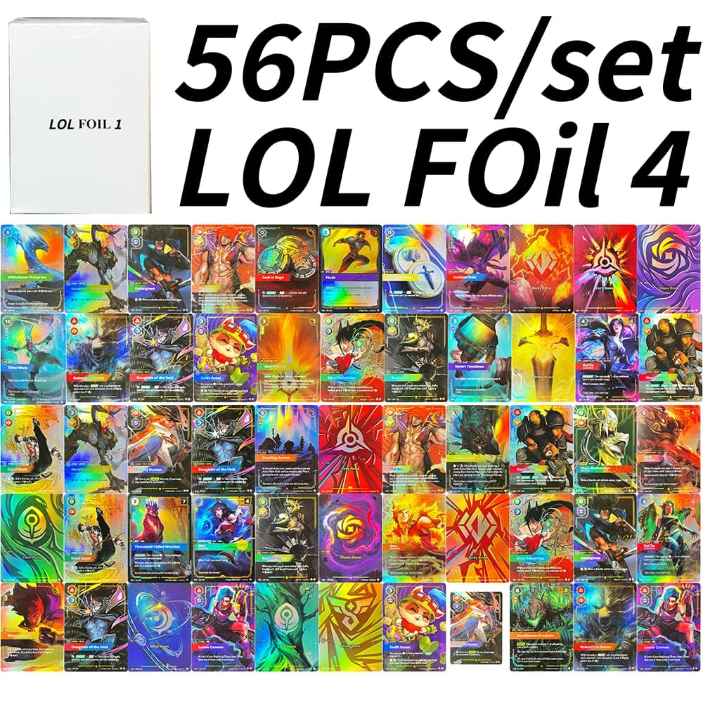 Set da 56 Carte da Gioco TCG League of Legends Riftbound OGN - Nine-Tailed Fox, Loose Cannon, Blind Monk, Kai'Sa, Hand of Noxus (Co-branding)
