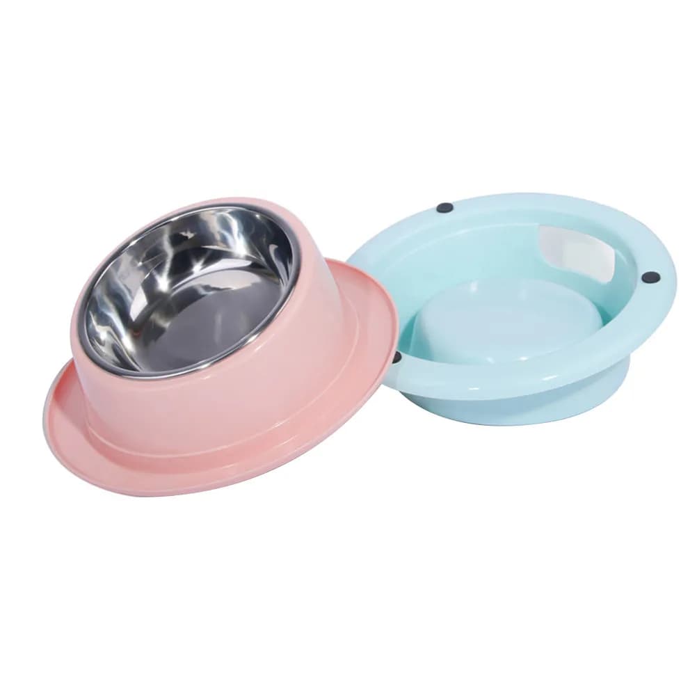 Ciotola per Animali Domestici in Acciaio Inox a Doppio Scomparto per Gatti e Cani, Antiscivolo e Antispruzzo, Contenitore per Cibo e Acqua, Arredamento Moderno per la Casa, Grigio