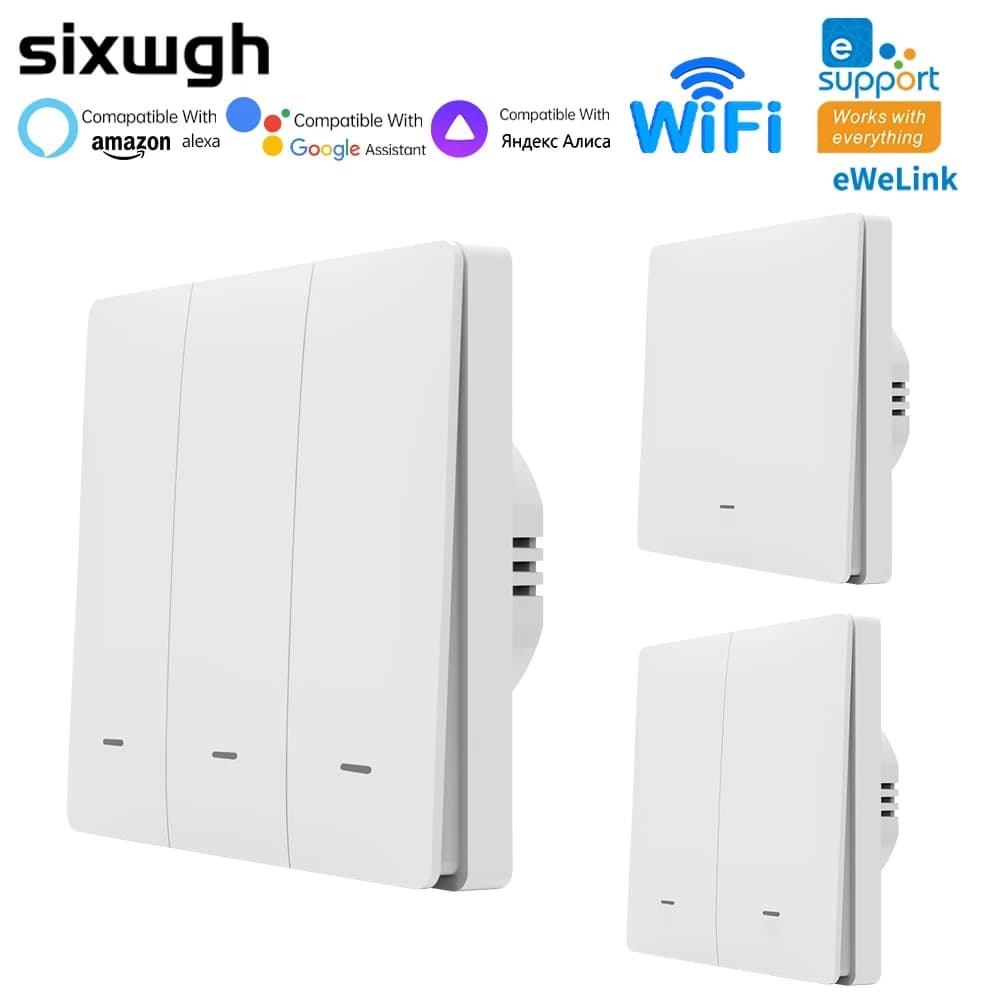 Interruttore da parete intelligente eWeLink WiFi EU, nessun cavo neutro richiesto, pulsante retroilluminato, controllo remoto tramite APP e controllo vocale, compatibile con Alexa e Google
