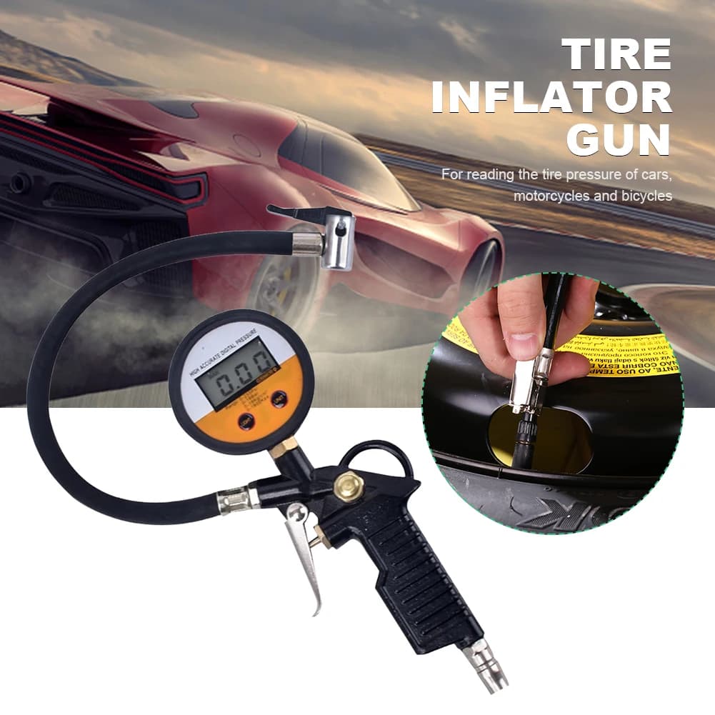 Manometro per gonfiaggio pressione pneumatici 220PSI manometro digitale per pneumatici Display digitale pistola per gonfiaggio pneumatici per auto per moto camion bici
