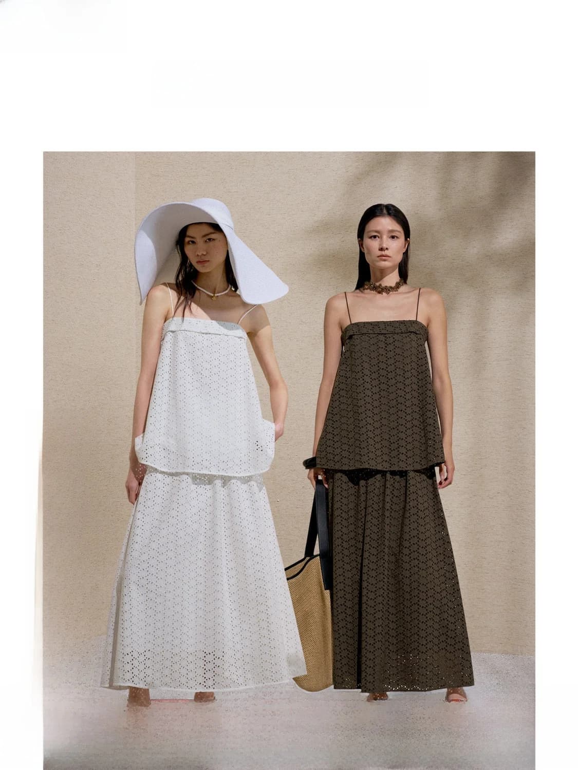 Set romantico con top con spalline larghe e gonna a vita alta, completo casual estivo da donna, in cotone, stile elegante