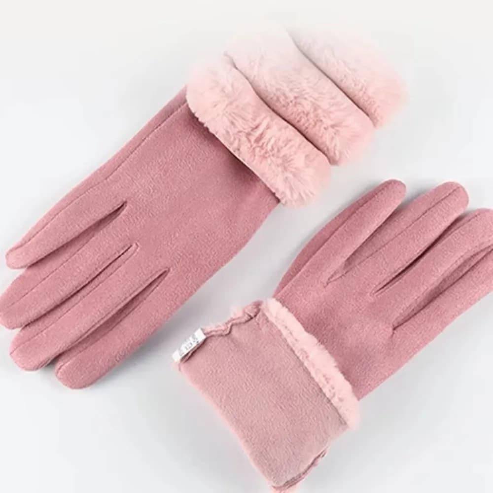 Elegant Winter Women Fleece Gloves Suede Soft Touch Screen Gloves Keep Warm Wrist Drive Cycling Gloves