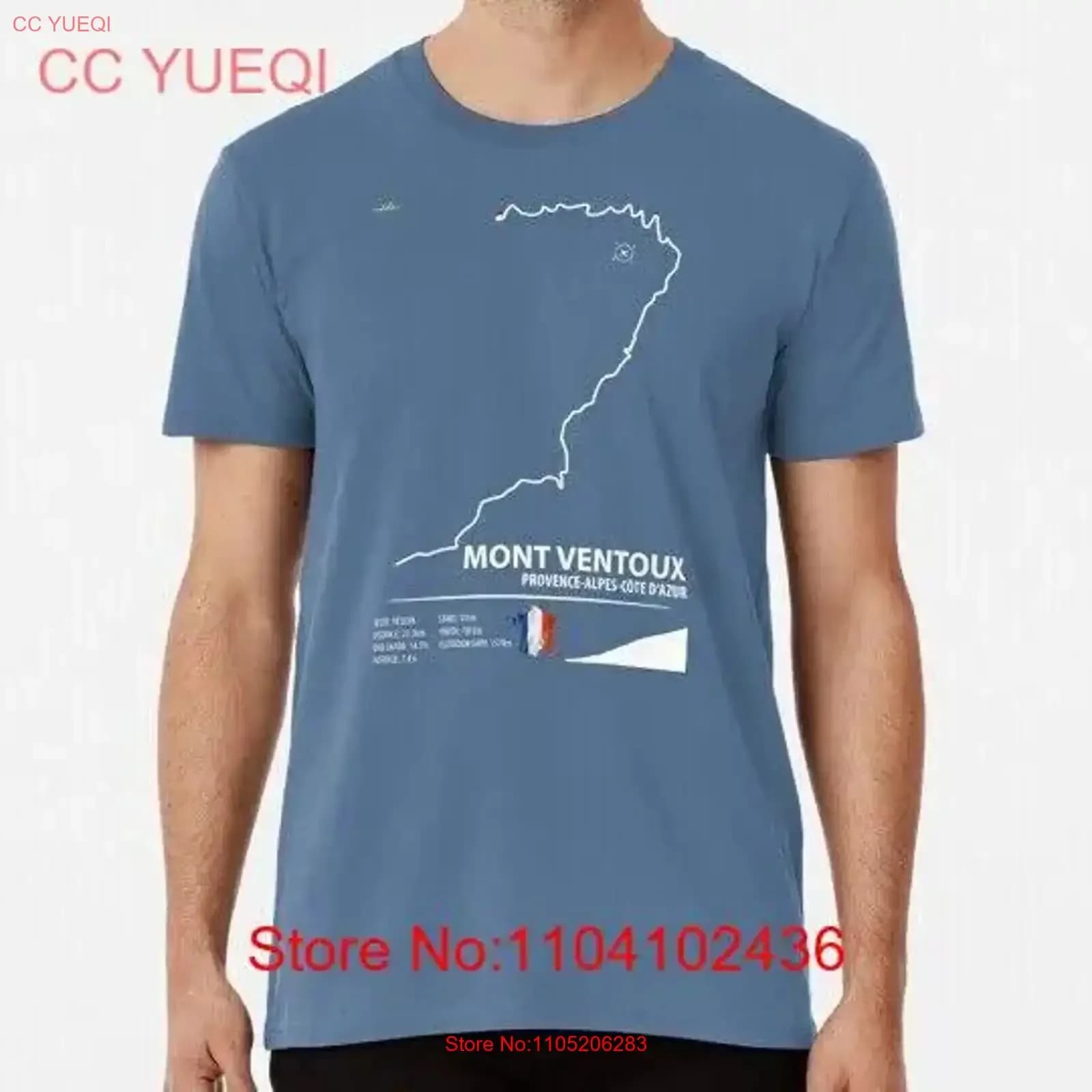 Mont Ventoux Bedoin Provence France Cycling Trail Map Art Print 01 S 5XL T Shirt vintage Washed homme Stretched Versatile
