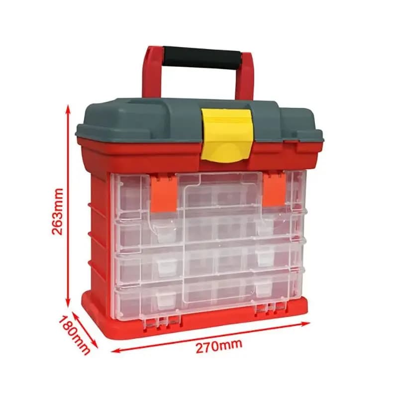 Scatola portaoggetti portatile in plastica scatola portaoggetti durevole, 4 cassetti con 18 scomparti ciascuno per Hardware, attrezzatura da pesce, perline