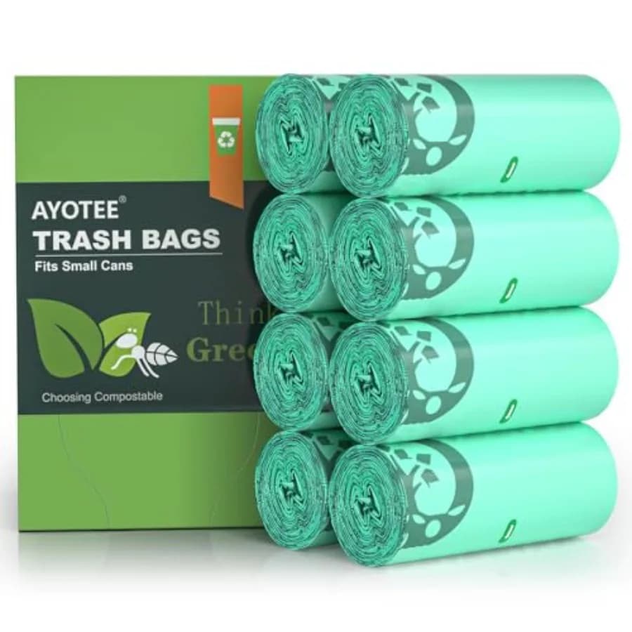 200 Count 1.2 Gallon Small Biodegradable Trash Bags, Compost Bags for Countertop Bin, 4.5 Liter Mini Trashbags Compostable Tras