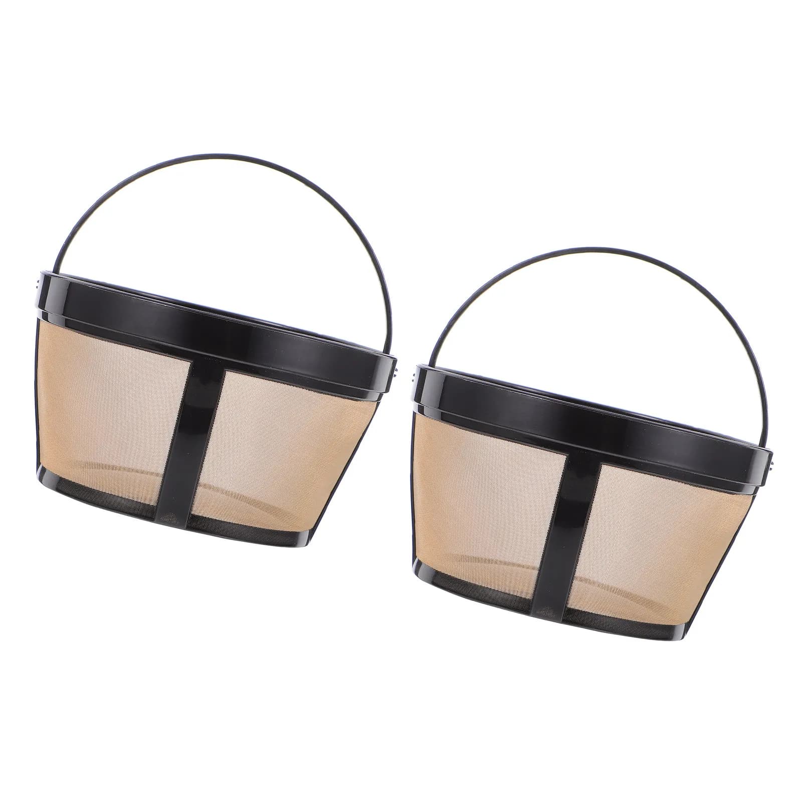 2Pcs Washable Stainless Steel Coffee Filter Basket 10 Cup Reusable Deep Basket-Style Filter for Coffee Maker Machines