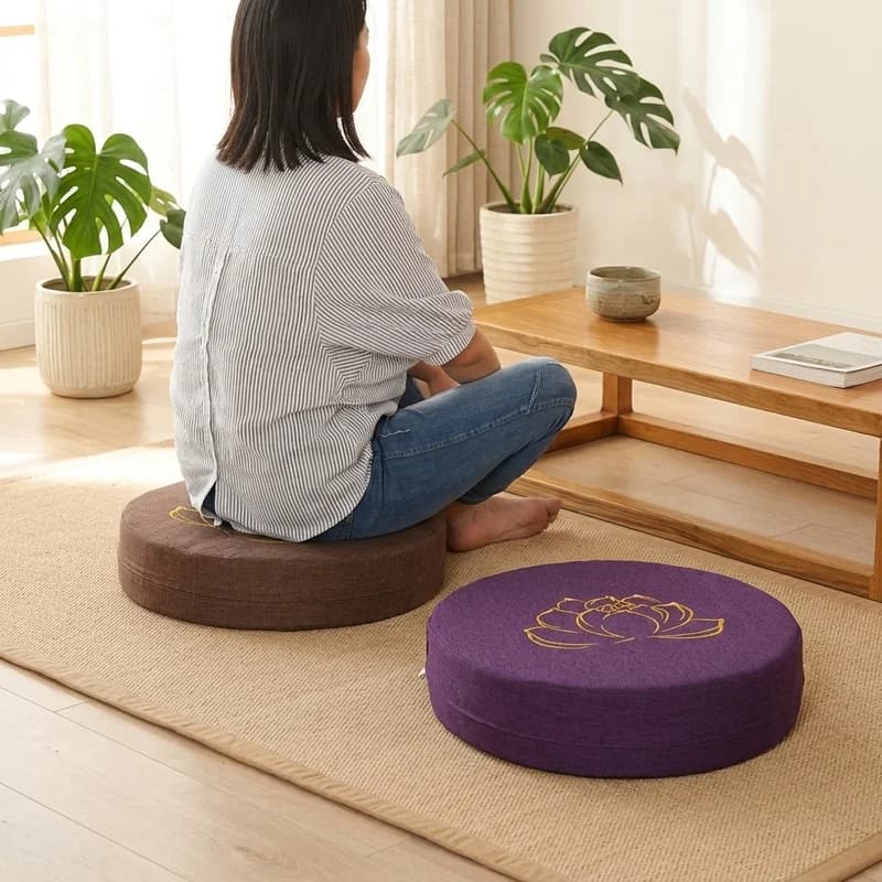 40X6CM Yoga Meditation Cushion Linen Fabric Lotus Texture Floor Pillow Tatami Mat Removable Washable Seat Cushion