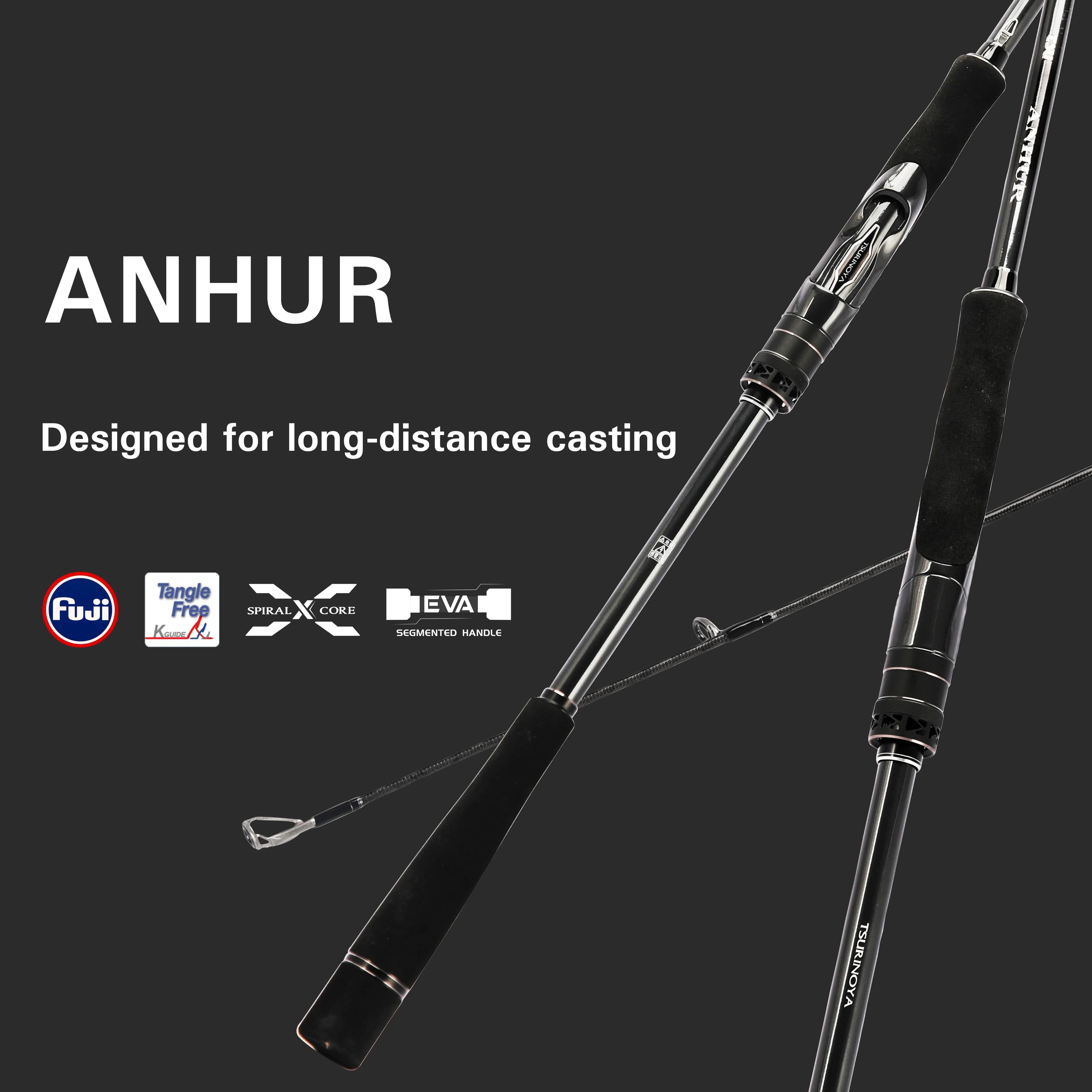 TSURINOYA ANHUR 2.4m 2.59m 2.7m 2.9m M/MH 10g-50g lure FUJI A rings Spinning 2 sectional Carbon Fishing Rod Seabass Barracuda