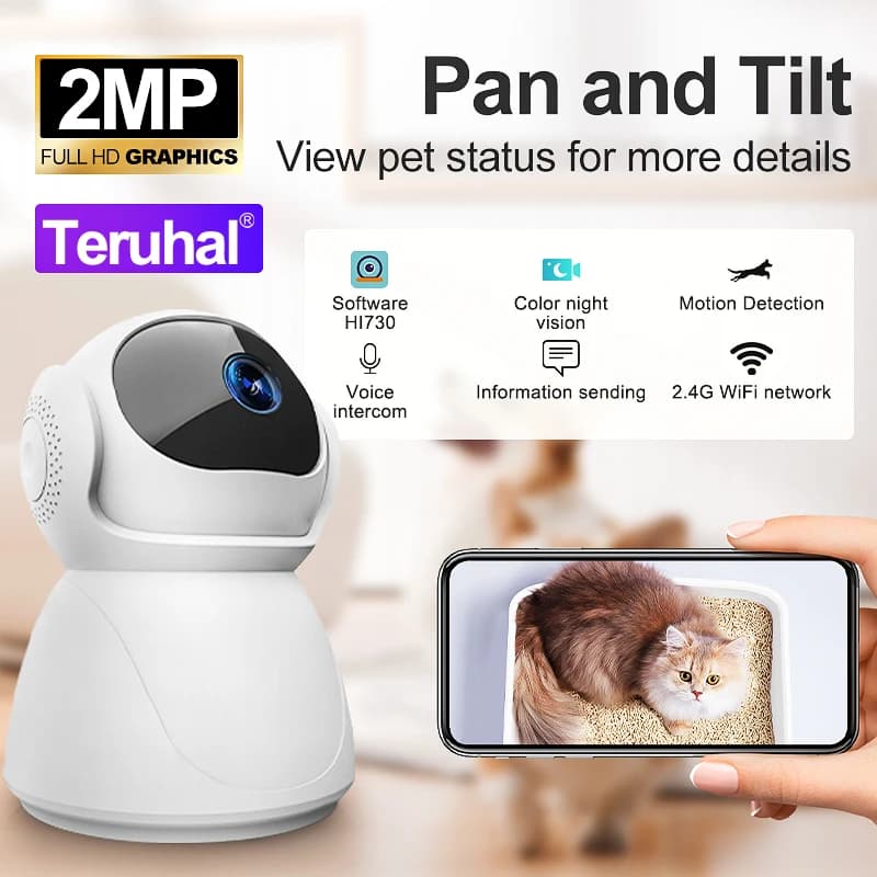 Telecamera PTZ wireless Telecamera domestica intelligente WiFi wireless per interni Telecamera di sicurezza esterna per visione notturna Baby Monitor Telecamera per cani da compagnia