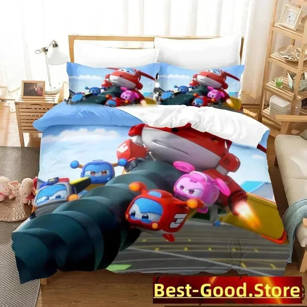 Set di Biancheria da Letto con Stampa 3D Ali di Supereroi, Copripiumino, Lenzuolo e Federe Stampati, Set Completo per Letto Matrimoniale, Queen o King Size