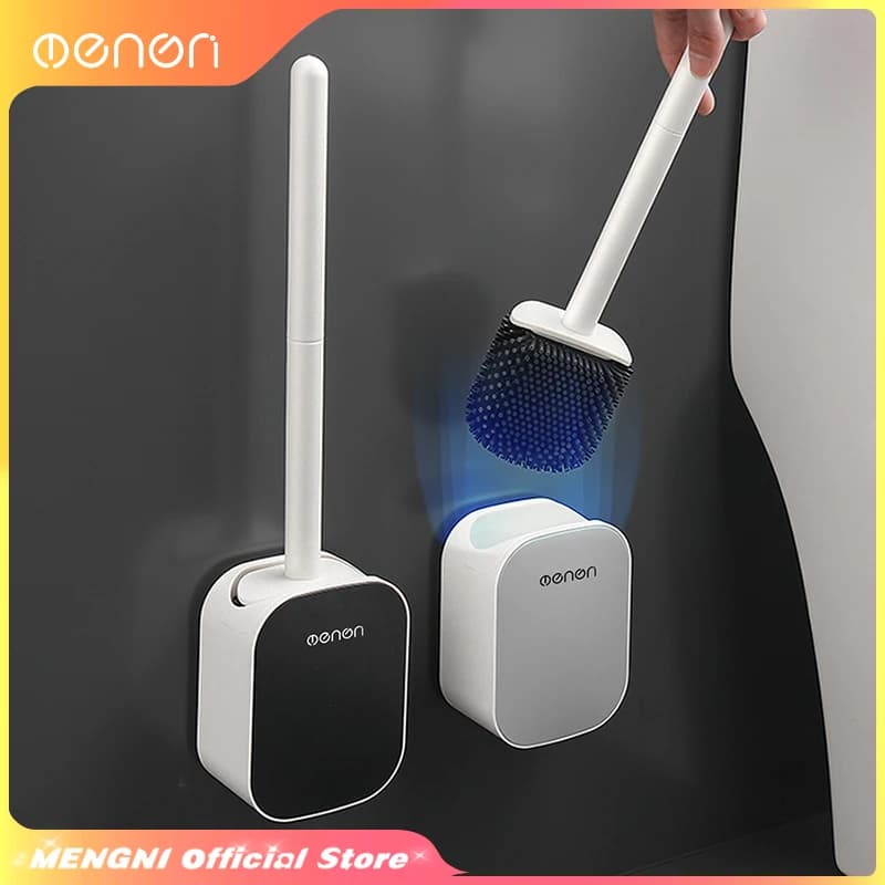 MENGNI Set Spazzola per WC con Supporto in Silicone, Manico Lungo, Design Moderno per Pulizia Profonda e Durevole del Bagno