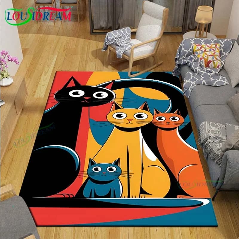 3D Fashion Exquisite Painting Cat Printed Carpets Living Room Anti-Skid Area Carpet Children's Bedroom Yoga Mat Great Carpet Decor