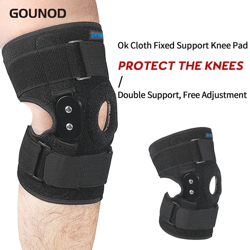 GOUNOD 1P ginocchiera incernierata regolabile fascia di supporto per ginocchio per supporto tendine rotuleo a strappo del menisco, ceppi antidolorifici, distorsioni