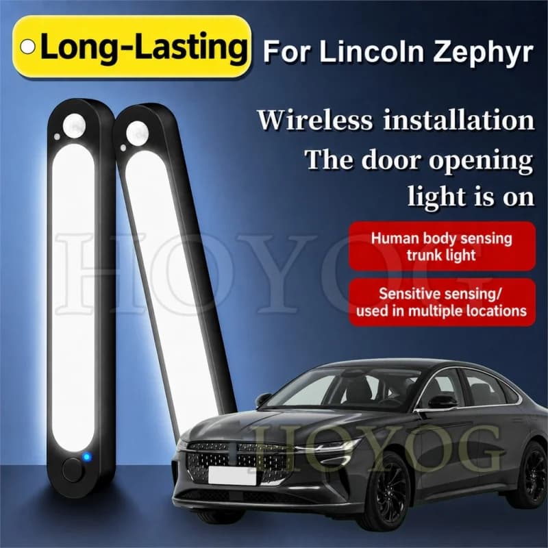 For Lincoln Zephyr 2021-2026 Car Boot Light LED Lamp Motion Sensor No Drilling Stick On Trunk Cargo Light Sedan Interior Cabin