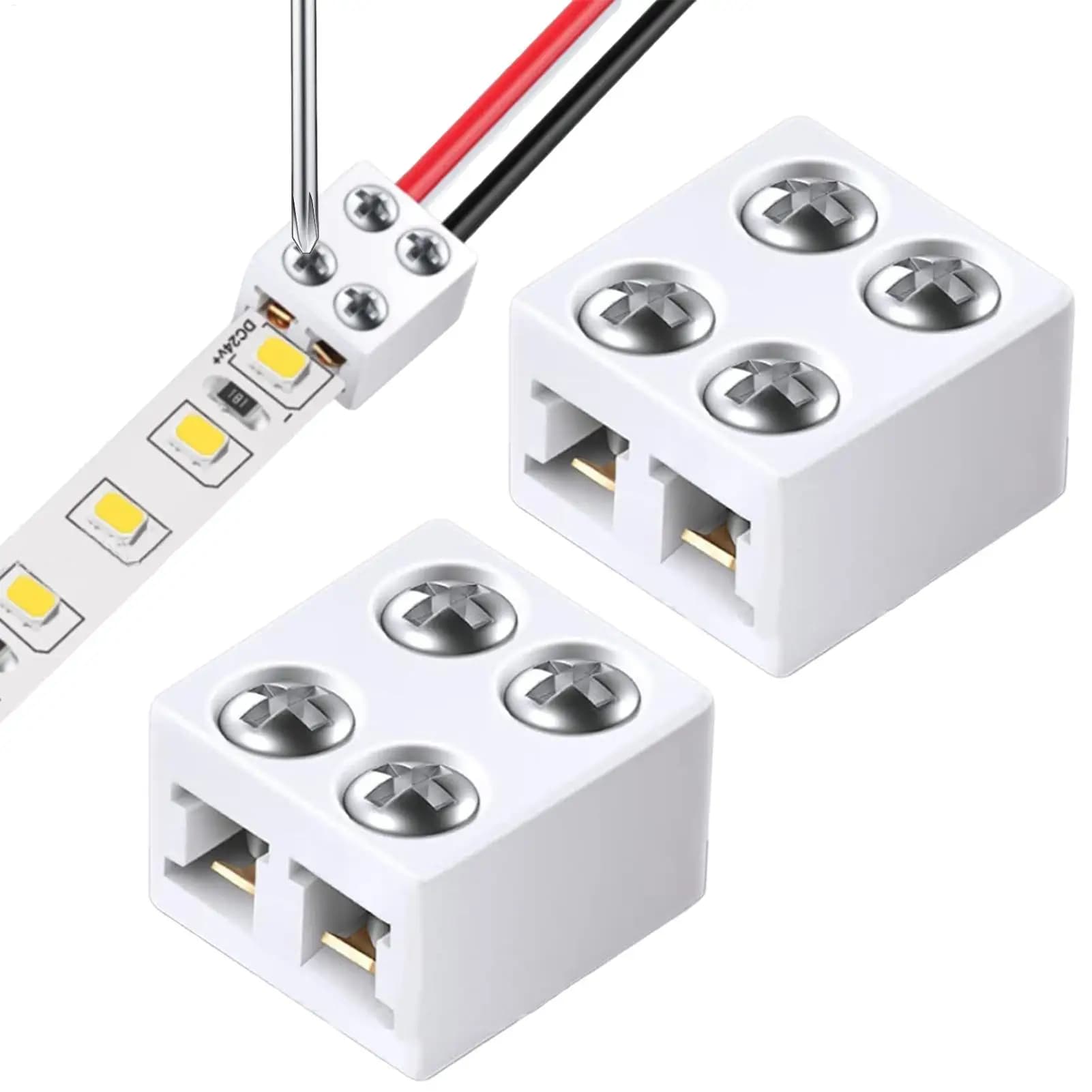 Connettori per strisce LED 2Pin 8mm 5V/12V/24V Versatile Adattatore connettore senza saldatura per luce LED per cavo solido 22AWG/20AWG/18AWG/16AWG