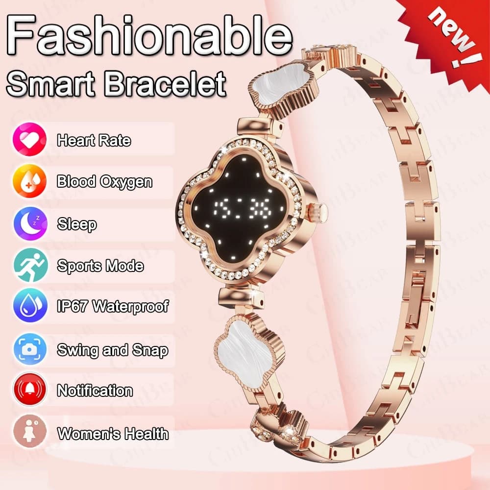 2026New Fashionable Smart Bracelet Women Heart Rate Sport Mode Blood Oxygen Step Counter IP67 Waterproof Smart Bracelet Women