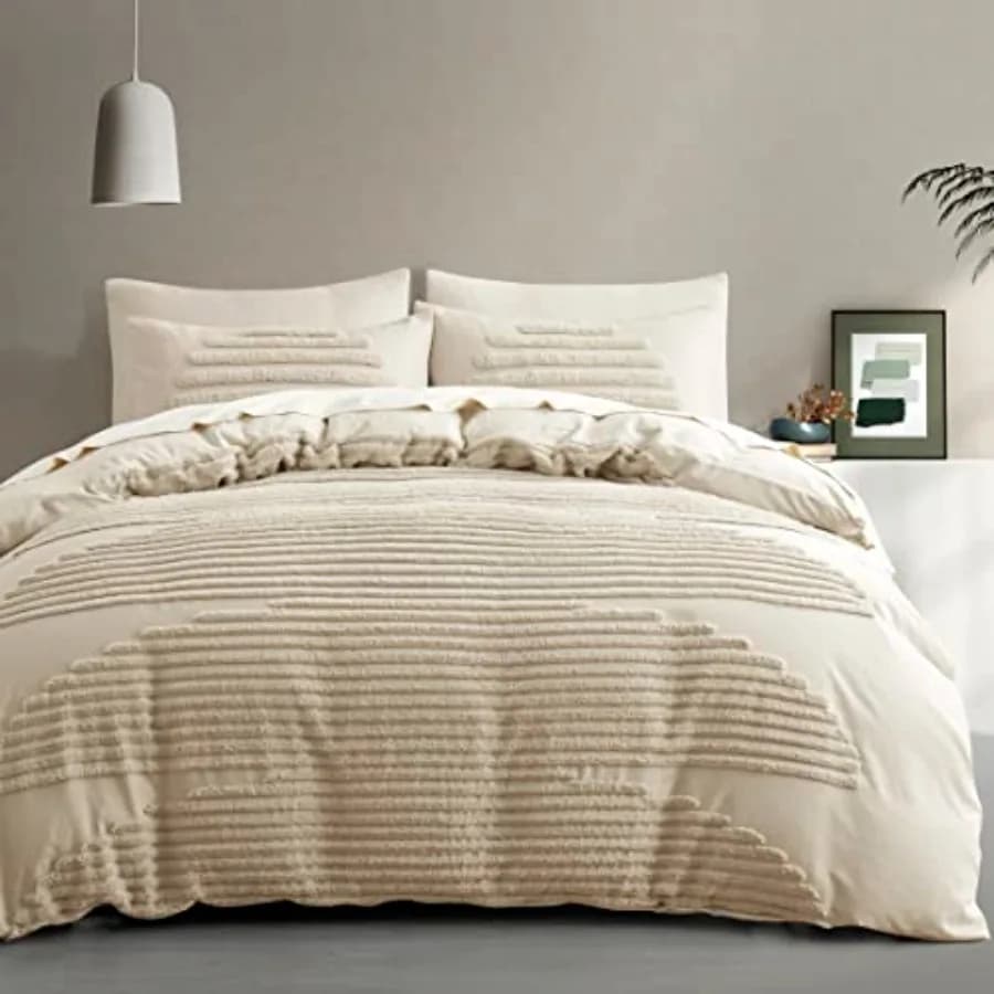 Set Copripiumino 5 Pezzi, Morbido e Traspirante, Stile Boho con Lavorazione Trapuntata, Set Copripiumino per Regali, Confortevole