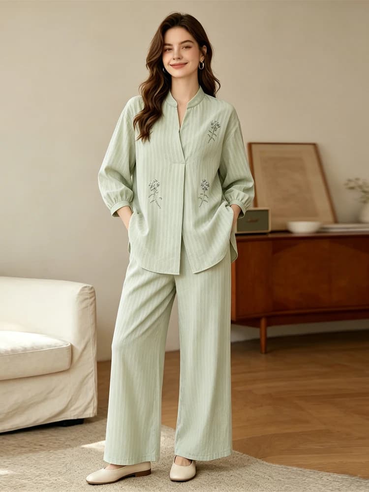 Pajamas for Women Set Rhinestone Setting Long Sleeve Sleepwear Button Down Pj Sets Soft Loungewear S-XL