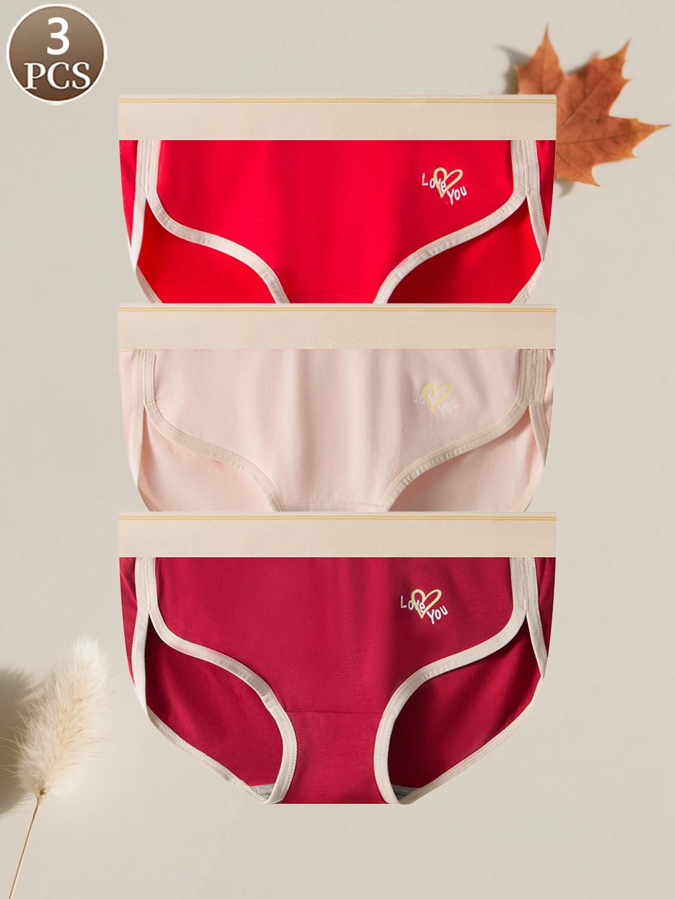3PCS women's panties casual sports style fashionable letter printed underwear mid waist soft and comfortable women's briefs