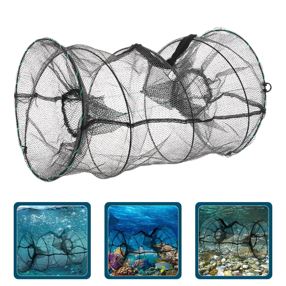 Nassa da pesca pieghevole e portatile per granchi, gamberi, aragoste e altri invertebrati, con funzione di rete da lancio per esche