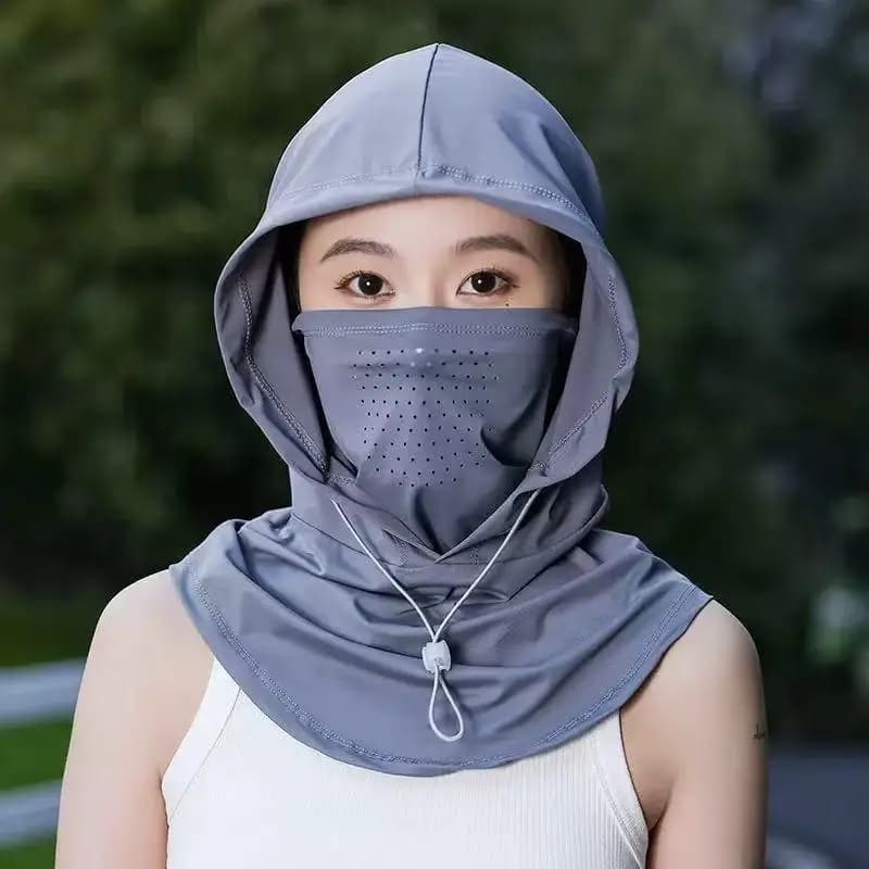 Cappello Parasole Anti-UV in Seta Ghiacciata alla Moda, Regolabile e Traspirante, con Sciarpa, Asciugatura Rapida, per Sport all'Aperto