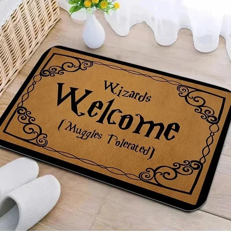 Tappetino per porta di benvenuto Tappeto per bagno Area bagno Antiscivolo Grafica Wizards Muggle Tolerato Decorazione del corridoio Tappeto Zerbino d'ingresso della cucina